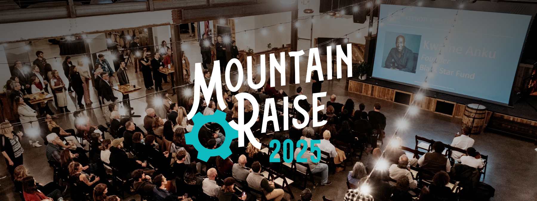 Mountain Raise 2025 entrepreneur pitch event hosted by Mountain BizWorks at Highland Brewing in Asheville, NC.